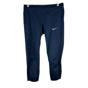 Nike Womens Dri-FIT Navy Blue Athletic Leggings Size S